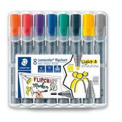   STAEDTLER Flipchart marker vegyes készlet, 2/2-5 mm, STAEDTLER "Lumocolor® 356", 8 különböző szín