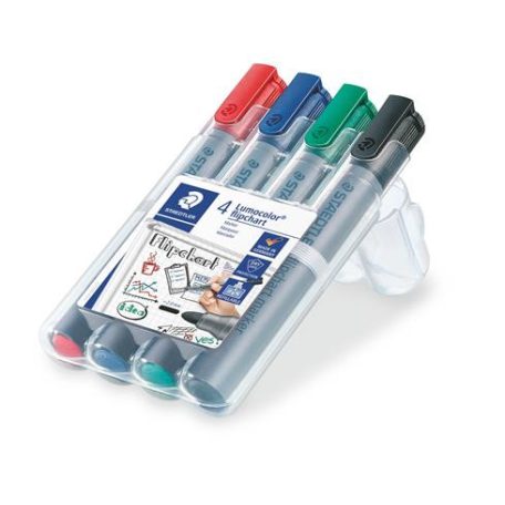 STAEDTLER Flipchart marker, 2 mm, kúpos, STAEDTLER "Lumocolor 356", 4 különböző szín