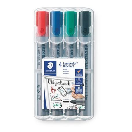 STAEDTLER Flipchart marker, 2 mm, kúpos, STAEDTLER "Lumocolor 356", 4 különböző szín