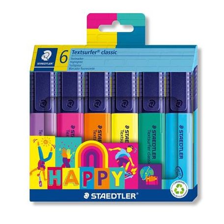 STAEDTLER Szövegkiemelő készlet, 1-5 mm, STAEDTLER "Textsurfer® classic 364 C Happy", 6 különböző szín