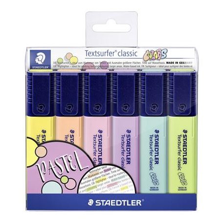STAEDTLER Szövegkiemelő készlet, 1-5 mm, STAEDTLER "Textsurfer Classic Pastel 364 C", 6 különböző szín