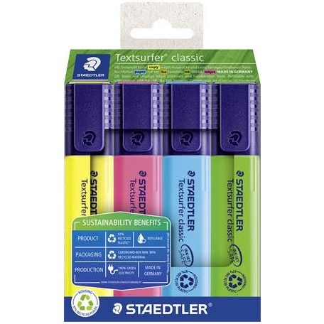 STAEDTLER Szövegkiemelő készlet, 1-5 mm, STAEDTLER "Textsurfer® classic 364 R" 4 különböző szín