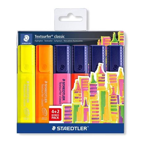 STAEDTLER Szövegkiemelő készlet, 1-5 mm, STAEDTLER "Textsurfer® Classic 364", 4+2 szín