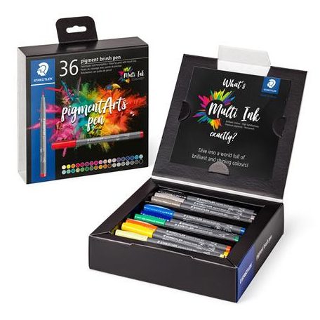 STAEDTLER Ecsetirón készlet, STAEDTLER "Pigment brush 371", 36 különböző szín