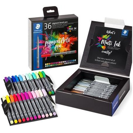STAEDTLER Ecsetirón készlet, STAEDTLER "Pigment brush 371", 36 különböző szín