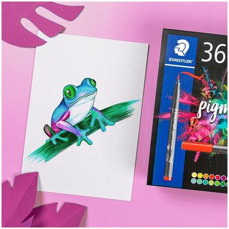 STAEDTLER Ecsetirón készlet, STAEDTLER "Pigment brush 371", 36 különböző szín