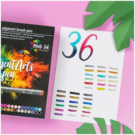 STAEDTLER Ecsetirón készlet, STAEDTLER "Pigment brush 371", 36 különböző szín
