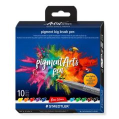   STAEDTLER Ecsetirón készlet, STAEDTLER "Pigment big brush 373", 10 különböző alapszín