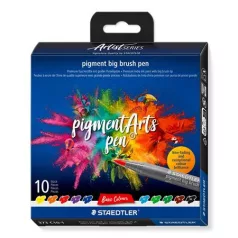  STAEDTLER Ecsetirón készlet, STAEDTLER "Pigment big brush 373", 10 különböző alapszín