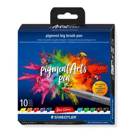 STAEDTLER Ecsetirón készlet, STAEDTLER "Pigment big brush 373", 10 különböző alapszín