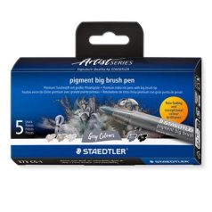   STAEDTLER Ecsetirón készlet, STAEDTLER "Pigment big brush 373", 5 különböző szürke és fekete árnyalat