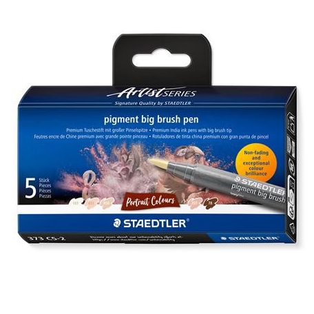 STAEDTLER Ecsetirón készlet, STAEDTLER "Pigment big brush 373", 5 különböző portré színárnyalat