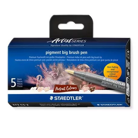 STAEDTLER Ecsetirón készlet, STAEDTLER "Pigment big brush 373", 5 különböző portré színárnyalat