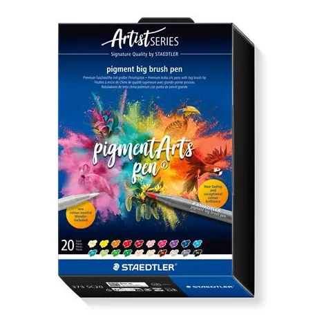 STAEDTLER Ecsetirón készlet, STAEDTLER "Pigment big brush 373", 20 különböző szín