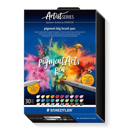 STAEDTLER Ecsetirón készlet, STAEDTLER "Pigment big brush 373", 30 különböző szín