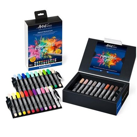 STAEDTLER Ecsetirón készlet, STAEDTLER "Pigment big brush 373", 30 különböző szín