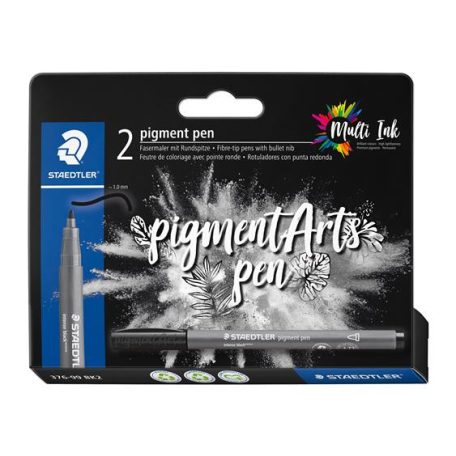 STAEDTLER Filctoll, 1 mm, kúpos, 2 db, STAEDTLER® "Pigment pen 376", intenzív fekete