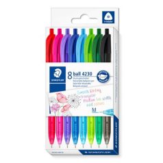   STAEDTLER Golyóstoll, 1 mm, nyomógombos, STAEDTLER® "4230 M", 8 különböző szín