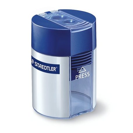 STAEDTLER Hegyező, kétlyukú, tartályos, STAEDTLER "512", kék