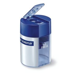   STAEDTLER Hegyező, kétlyukú, tartályos, STAEDTLER "512", kék