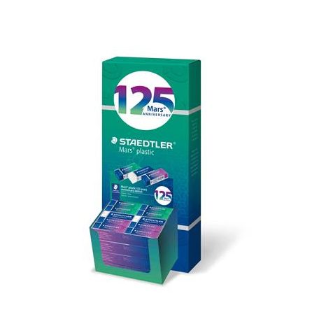 STAEDTLER Radír display, STAEDTLER "Mars® Plastic 526, 125 years", kék-zöld-lila