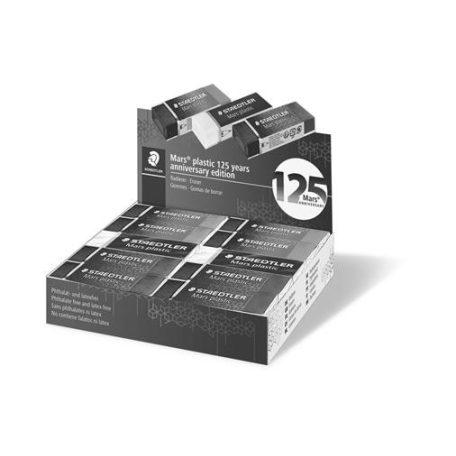 STAEDTLER Radír display, STAEDTLER "Mars® Plastic 526, 125 years", kék-zöld-lila