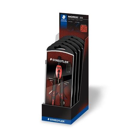 STAEDTLER Körző készlet, precíziós, 3 darabos, STAEDTLER "Norix® 555", piros