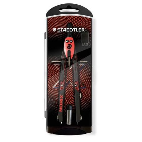 STAEDTLER Körző készlet, precíziós, 3 darabos, STAEDTLER "Norix® 555", piros