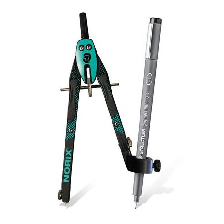 STAEDTLER Körző készlet, precíziós, 3 darabos, STAEDTLER "Norix® 555", zöld