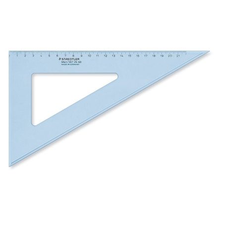 STAEDTLER Háromszög vonalzó, műanyag, 60°, 25 cm, STAEDTLER "Mars 567", átlátszó kék