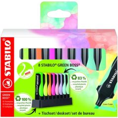   STABILO Szövegkiemelő készlet, 2-5 mm, STABILO "Green Boss Pastel", 8 db-os asztali készlet