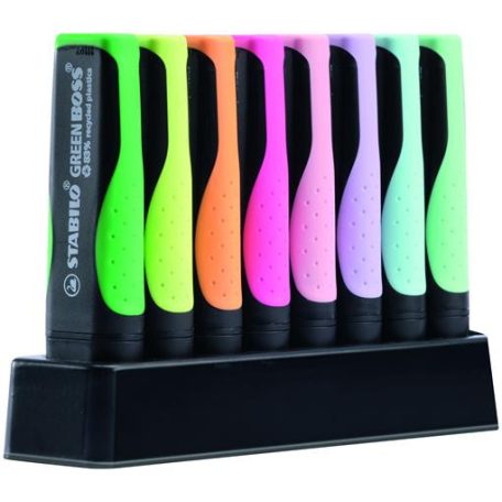 STABILO Szövegkiemelő készlet, 2-5 mm, STABILO "Green Boss Pastel", 8 db-os asztali készlet