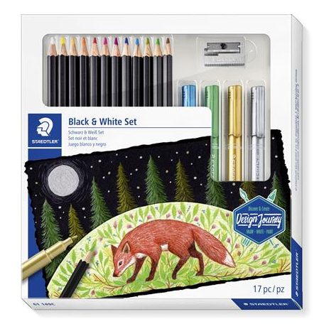STAEDTLER Színes ceruza készlet, hatszögletű, hegyezővel, dekormarkerrel, STAEDTLER "149 C", 12 különböző