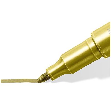 STAEDTLER Dekormarker, 1-2 mm, kúpos, STAEDTLER "8323", 6 különböző metál szín, ajándék fekete tusfilccel