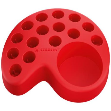 STABILO Színes ceruza készlet asztali tartóban, kerek, vastag, STABILO "Woody 3 in 1", 15 különböző szín, hegyezővel