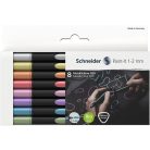 SCHNEIDER Metálfényű filctoll készlet, 1-2 mm, SCHNEIDER "Paint-It 020", 8 különböző szín