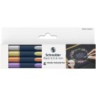 SCHNEIDER Metálfényű rollertoll készlet, 0,4 mm, SCHNEIDER "Paint-It 050" 4 különböző szín