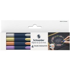   SCHNEIDER Metálfényű rollertoll készlet, 0,4 mm, SCHNEIDER "Paint-It 050" 4 különböző szín