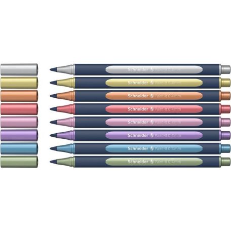 SCHNEIDER Metálfényű rollertoll készlet, 0,4 mm, SCHNEIDER "Paint-It 050" 8 különböző szín