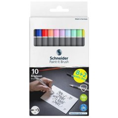   SCHNEIDER Ecsetirón készlet, hajlékony heggyel, SCHNEIDER "Paint-It 070", 10 különböző szín
