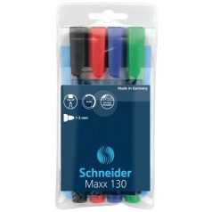   SCHNEIDER Alkoholos marker készlet, 1-3 mm, kúpos, SCHNEIDER "Maxx 130", 4 különböző szín