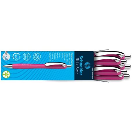SCHNEIDER Golyóstoll, 0,7 mm, nyomógombos, SCHNEIDER "Slider Rave XB", magenta