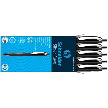 SCHNEIDER Golyóstoll, 0,7 mm, nyomógombos, SCHNEIDER "Slider Rave XB", fekete, kék