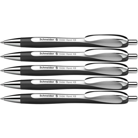 SCHNEIDER Golyóstoll, 0,7 mm, nyomógombos, SCHNEIDER "Slider Rave XB", fekete-fehér, kék