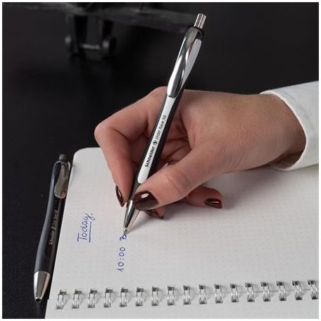 SCHNEIDER Golyóstoll, 0,7 mm, nyomógombos, SCHNEIDER "Slider Rave XB", fekete-fehér, kék