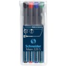 SCHNEIDER Alkoholos marker készlet, OHP, 0,4 mm, SCHNEIDER "Maxx 220 S", 4 különböző szín