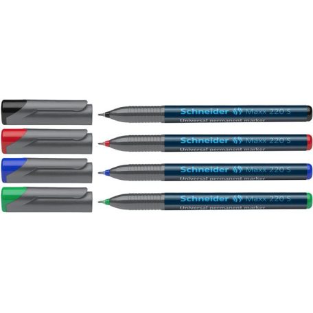 SCHNEIDER Alkoholos marker készlet, OHP, 0,4 mm, SCHNEIDER "Maxx 220 S", 4 különböző szín