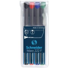   SCHNEIDER Alkoholos marker készlet, OHP, 0,7 mm, SCHNEIDER "Maxx 222 F", 4 különböző szín