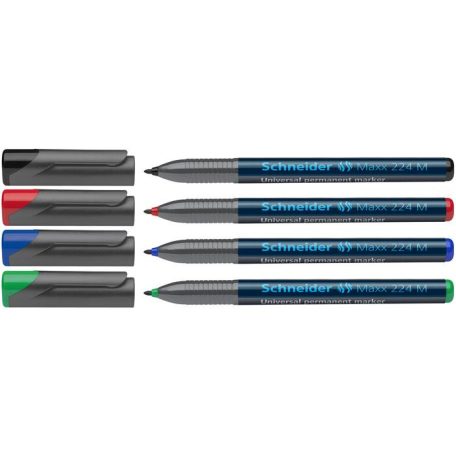 SCHNEIDER Alkoholos marker készlet, OHP, 1 mm, SCHNEIDER "Maxx 224 M", 4 különböző szín
