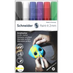   SCHNEIDER Dekormarker készlet, akril, 2 mm, SCHNEIDER "Paint-It 310", 6 különböző szín